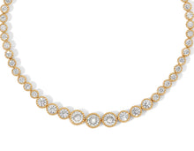 Load image into Gallery viewer, This stunning graduated tennis necklace is made with a classic silhouette and is accented with a milgrain border for vintage vibes. Wear alone or layer with other necklaces.
