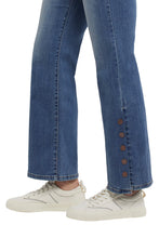 Load image into Gallery viewer, These pull-on jeans are just perfect! With its wide leg silhouette, snap button detailing on each pant leg and vintage wash, you will make a fashion statement each time you wear these amazing jeans!