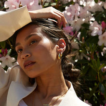 Load image into Gallery viewer, Bambola Earrings are part of an elevated capsule collection of solid brass jewelry plated in semi-precious metals. Pairs beautifully with our Grande Elouise Gold Necklace.