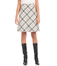 Load image into Gallery viewer, Polished in plaid, this bias-cut tartan skirt offers a figure-flattering silhouette. This skirt pairs perfectly with our Rose Drape Neck Turtleneck Lightweight Sweater.