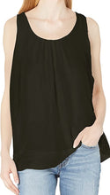 Load image into Gallery viewer, You need look no further for the perfect black sleeveless top because our Clea is the one! A beautiful sheer flowy fabrication on the outside with a knit tank inside gives this style a perfect flair. Black goes well with everything in your closet and this black top will pair beautifully with everything in your closet.