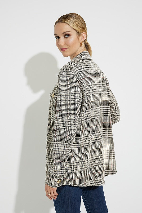 Jacquard knit coat with houndstooth pattern Woman, Grey