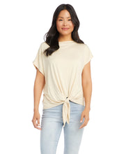Load image into Gallery viewer, Cinched at the waist for a figure-flattering fit, this jersey-knit top features a sleek boat neckline, drop shoulder sleeves, and stylish tie-front.