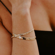 Load image into Gallery viewer, FINAL SALE CAPULET GOLD HERRINGBONE AND HEART BRACELET - JOY DRAVECKY