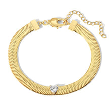 Load image into Gallery viewer, FINAL SALE CAPULET GOLD HERRINGBONE AND HEART BRACELET - JOY DRAVECKY