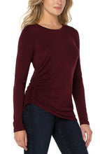 Load image into Gallery viewer, This long sleeve modal knit top features side shirring for a truly flattering fit. This perfect stretch top is easy enough to wear alone or style under your favorite jacket or cardigan.
