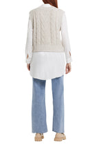 Load image into Gallery viewer, Put a little prep in your step with this stylish sweater vest. We love the modern cropped length, classic crewneck, ribbed hem and collar, and super soft cotton-blend yarn that offers all-day comfort. Color- Ecru Marl. Pop-over crewneck Relaxed fit Cropped length Ribbed hem, collar, and armholes Cotton-blend yarn