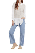 Load image into Gallery viewer, Put a little prep in your step with this stylish sweater vest. We love the modern cropped length, classic crewneck, ribbed hem and collar, and super soft cotton-blend yarn that offers all-day comfort. Color- Ecru Marl. Pop-over crewneck Relaxed fit Cropped length Ribbed hem, collar, and armholes Cotton-blend yarn