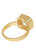 Load image into Gallery viewer, Sparkle galore describes this fabulous square cut cubic zirconia ring. A brilliant gold band with a unique finish, adds to the beauty. A ring for all occasions, this statement piece will definitely get noticed!