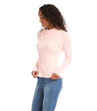 Load image into Gallery viewer, Ultra-soft brushed knit fabric shapes this draped neck top. Its ribbed knit construction and draped neck make this top perfect for cold-weather layering.