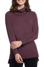 Load image into Gallery viewer, FINAL SALE EDIE EGGPLANT COWL NECK SWEATER - TRIBAL 1160O-133