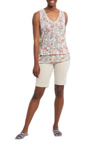 Load image into Gallery viewer, Whether you're dressing up or keeping it casual, you can't go wrong with an easy-chic tank that can effortlessly go from day to night without missing a beat. We're currently crushing on this sassy summer top that has all the little design details we love—a flowy fit, flattering V-neckline, and tiered bodice, all topped off in a pretty printed knit that adds the perfect amount of polish to any outfit.