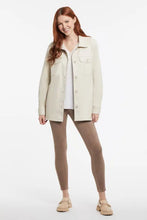 Load image into Gallery viewer, Faux suede leggings in a taupe grey is a perfect color legging to match a variety of your favorite tops. Featuring Flatten It® technology, these leggings will make you feel and look wonderful during the cooler seasons. Our Fiona has a 29" inseam and back seaming details along with the pull-on elastic waistband. Color- Taupe Grey. Pull-on construction. Elastic waistband. Subtle dream seams. Flatten It® technology with a mesh tummy control panel that gently slims. Faux suede fabrication.