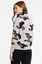 Load image into Gallery viewer, A cozy sweater is a must-have for cool weather, and we're currently obsessed with this playful printed double-knit style. A slightly cropped length, boxy fit, and draped cowl neckline have us excited to add this to our regular wardrobe rotation. Color- Light camel, black and very slight yellow brushstrokes. Pop-over cowl neck. Boxy fit. Drop shoulder. Slightly cropped length. Soft intarsia knit.