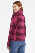 Load image into Gallery viewer, A cozy sweater is a must-have for cool weather, and we're currently obsessed with this playful printed double-knit style. A slightly cropped length, boxy fit, and draped cowl neckline have us excited to add this to our regular wardrobe rotation. Color-Rubywine. Pop-over cowl neck. Boxy fit. Drop shoulder. Slightly cropped length.