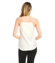 Load image into Gallery viewer, Cut from luxurious vintage heavy satin, this top is detailed with an alluring draped neckline. The perfect layering piece - soft, shimmering, and easy to dress up or down. Color- Choice of red or ivory. Adjustable straps. Lined. Vintage heavy satin.