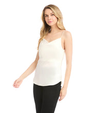 Load image into Gallery viewer, Cut from luxurious vintage heavy satin, this top is detailed with an alluring draped neckline. The perfect layering piece - soft, shimmering, and easy to dress up or down. Color- Choice of red or ivory. Adjustable straps. Lined. Vintage heavy satin.