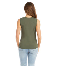 Load image into Gallery viewer, The softness of this essential jersey-knit tank is going to easily become a favorite for layering under your favorite kimono or jacket. The olive color makes this tank so easy to match with your favorite outerwear.