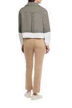 Load image into Gallery viewer, If you are searching for a jacket with a fresh take on a simple style, our Meriam jacket in moss green is the jacket for you! With so many interesting details- hidden zippered placket, adjustable draw cord hem, stand up collar, drop shoulder sleeves with elastic cuffs and chest patch pockets, this winning jacket will get you noticed! In addition, you are going to love the super soft cotton twill fabric. Pair with our MECA LIGHTWEIGHT MOSS GREEN MESH TURTLENECK for the perfect look!