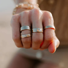 Load image into Gallery viewer, FINAL SALE MONTAGUE GOLD HERRINGBONE AND SOLITAIRE RING - JOY DRAVECKY