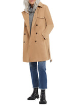 Load image into Gallery viewer, A well-made and tailored trench coat is a wardrobe must have! The design of our Nedra trench coat is outstanding with its double-breasted design, tie belt, functional side pockets and shoulder straps. The extra details elevate this coat with a printed lining and tortoiseshell buckle and buttons. A coat that wonderfully pairs with everything in your closet and will transition from season to season, will become your favorite! Color- Nutmeg. Water-repellent. Tortoiseshell buckle and buttons.