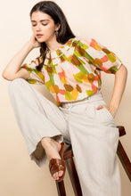 Load image into Gallery viewer, FINAL SALE KRISTA ABSTRACT MULTI COLOR SHORT SLEEVE TOP - THML