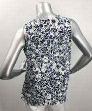 Load image into Gallery viewer, Daisies in navy, white and gray dance on this lovely sleeveless top by Papillon. The color combination makes it a very versatile top to pair with so many different bottoms from jeans to skirts and everything in-between.