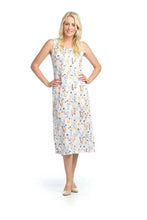 Load image into Gallery viewer, A gorgeous summer dress, our Wendi White Garden Sleeveless Midi Dress by Papillon is sure to be your next favorite. A beautiful satin fabrication provides a cool, comfortable feel during those hot summer days.
