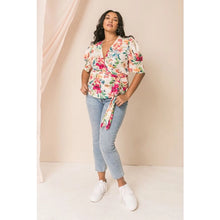 Load image into Gallery viewer, FINAL SALE CURVY LORI WHITE WITH FLORAL BLOUSE