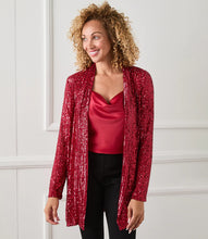 Load image into Gallery viewer, Be event ready with this light-catching sequin duster. Sparkle and sophistication provide evening allure to this jacket. Pair it with black slacks for a polished evening look.