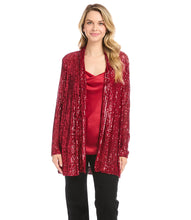 Load image into Gallery viewer, Be event ready with this light-catching sequin duster. Sparkle and sophistication provide evening allure to this jacket. Pair it with black slacks for a polished evening look.