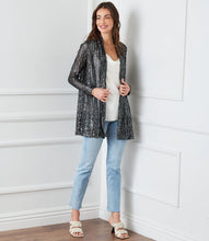 Load image into Gallery viewer, Be event ready with this light-catching sequin duster. Sparkle and sophistication provide evening allure to this jacket. Pair it with black slacks for a polished evening look.