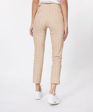 Load image into Gallery viewer, Our Skylar stretch block pants in sand color are simply darling. These pants are designed with side and buttoned back pockets and belt loops, while the block print creates a classic look.