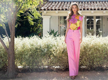 Load image into Gallery viewer, Our stunning pop of color Brea Sleeveles top is a must have in your summer wardrobe! Various shades of vibrant pinks, yellow, orange and olive-green outlined in black create a versatile look that can go from work to a night out. Pair with jeans, shorts or a skirt and a denim jacket, blazer or cardigan or just wear on its own. It truly is a piece that will make you feel happy every time you wear it, not to mention cool and comfortable during those hot days.