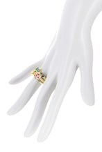 Load image into Gallery viewer, TILLY THREE STACK YELLOW, PINK, GREEN CUBIC ZIRCONIA RING IN GOLD