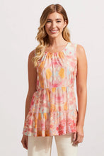 Load image into Gallery viewer, A lively pattern can instantly dress up any outfit and that's exactly why you'll want to add this tiered mesh top to your wardrobe. The vibrant selection of print pops with personality even when layered underneath your favorite cardigan or jacket. We're loving the lightweight mesh fabric embedded with plenty of stretch, and the tiered design that adds extra swing to the already flowy fit. This is one piece you'll keep in your closet all year round.