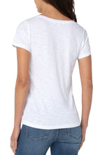 Load image into Gallery viewer, A white classic V-neck tee is a must have, basic piece that needs to be in every wardrobe. There's nothing better than our sim fit tee in cotton modal blend making this the perfect layering piece. Color- White. V-Neck. Short Sleeve. Slub knit Slim fit.