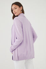Load image into Gallery viewer, A must have style to include in your wardrobe, this fabulous wild pansy colored cardigan is a year-round staple. Pair with our matching short sleeve top in the same color- Shana Short Sleeve Lightweight Sweater for a perfect look. Color- Wild Pansy; lilac. Long sleeve. Open front.