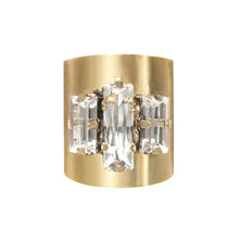 Load image into Gallery viewer, Introducing the Antonia Ring, a timeless piece with a sophisticated appeal that is suitable for both formal and casual settings. Crafted with antique gold-plating, it adjusts to provide an ideal fit. Boasting high-grade crystals for a dazzling effect, it is available in a warm gold hue with clear accents.  Color- Gold and clear. Swarovski crystals. Adjustable one size. Antique gold plated over brass.
