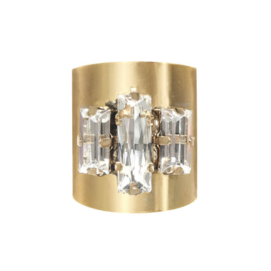 Introducing the Antonia Ring, a timeless piece with a sophisticated appeal that is suitable for both formal and casual settings. Crafted with antique gold-plating, it adjusts to provide an ideal fit. Boasting high-grade crystals for a dazzling effect, it is available in a warm gold hue with clear accents.  Color- Gold and clear. Swarovski crystals. Adjustable one size. Antique gold plated over brass.