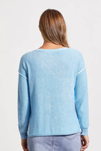 Load image into Gallery viewer, Luna Lightweight Cotton V-Neck Sweater with Special Wash in Azure Blue - TRIBAL Style 5394O-4739-3059
