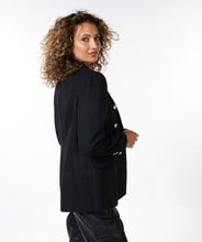 Load image into Gallery viewer, Final Sale Beda Black Boucle Blazer with Gold Buttons - EsQualo Style F2317520
