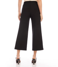 Load image into Gallery viewer, These versatile pants feature a cropped wide leg with a comfortable fit, plus plenty of stretch for ease of wear and shape maintenance. An elasticized waistband ensures easy pull-on dressing. A stylish pant when paired with your favorite boot or sandal.  Color- Black. Wide-leg. Elasticized waistband.
