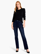 Load image into Gallery viewer, Achieve an elevated, timeless look with this black onyx knit long sleeve tee from Nic &amp; Zoe. Crafted from a unique drapey lace knit that is comfortable and designed for all day wear, this top features a fitted crewneck silhouette, long sleeves, and a hip-length hem. Layer this top under a cardigan or jacket for an instant statement look.  Color- Black Onyx. Knit lace. Midweight. Fitted. Crewneck.
