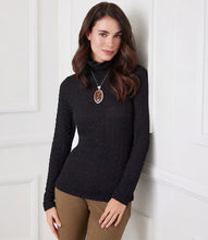 Load image into Gallery viewer, This top is made from a cozy and flexible bubble-textured knit fabric, ideal for everyday wear. The turtleneck design brings an element of elegance to any ensemble.
