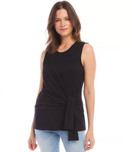 Load image into Gallery viewer, Seamlessly transition from day to night in this versatile, wrinkle-free top that features a carefully placed side drape detail that creates a sculpted effect to complement your natural shape. The luxurious blend of rayon and spandex not only feels incredibly soft against your skin but also provides a flattering stretch that enhances your silhouette.
