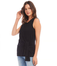 Load image into Gallery viewer, Seamlessly transition from day to night in this versatile, wrinkle-free top that features a carefully placed side drape detail that creates a sculpted effect to complement your natural shape. The luxurious blend of rayon and spandex not only feels incredibly soft against your skin but also provides a flattering stretch that enhances your silhouette.
