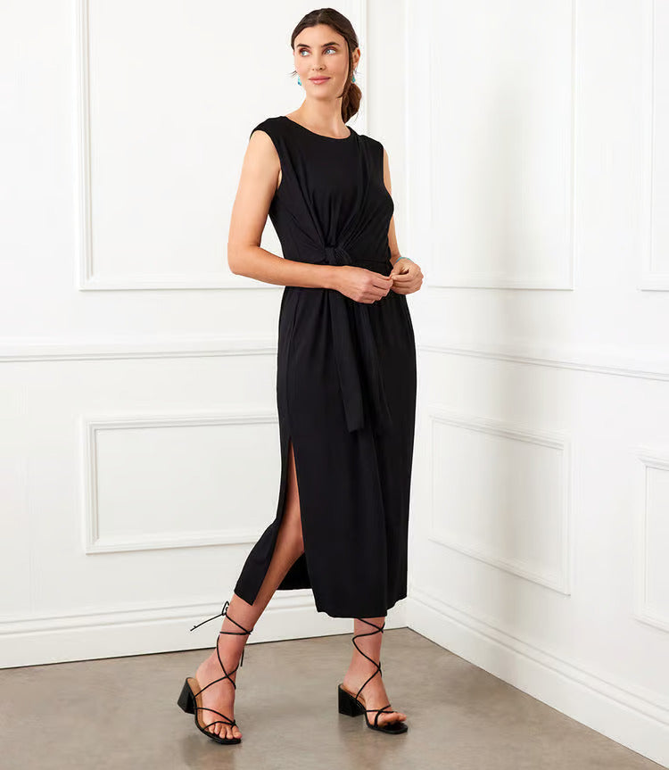 karen kane black dresses Women's Tie Waist Midi Dress, Black, XS medium soft AW.Bridal A-line Sweetheart Neckline Color:Navy blue 37 5/8 inches (size