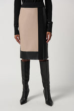 Load image into Gallery viewer, Bardot Black and Latte Heavy Knit and Faux Leather Pencil Skirt- Joseph Ribkoff Style 234164
