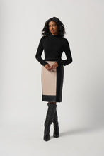 Load image into Gallery viewer, Bardot Black and Latte Heavy Knit and Faux Leather Pencil Skirt- Joseph Ribkoff Style 234164
